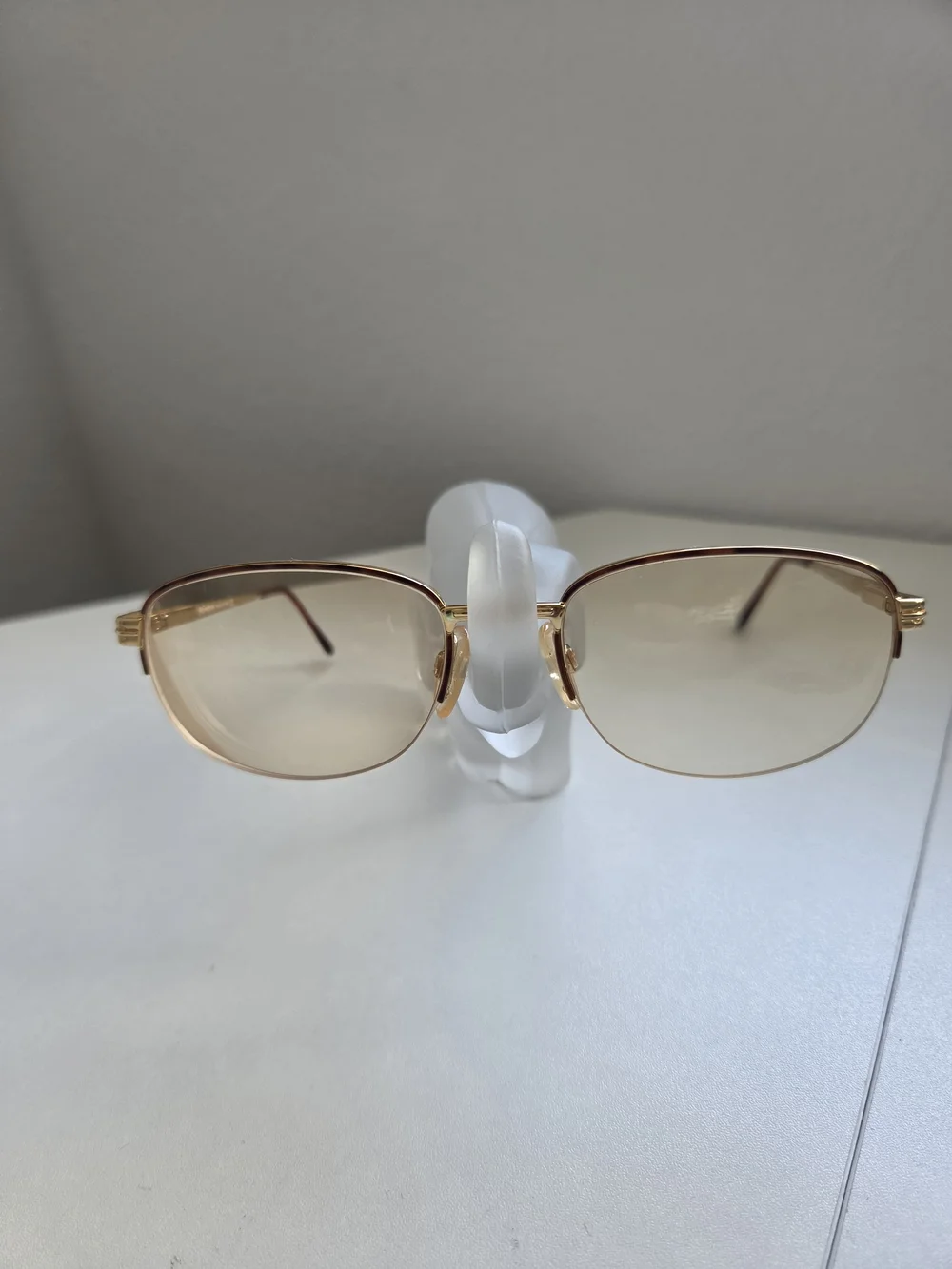 YSL Gold Tortoise Half Rim Eyeglasses